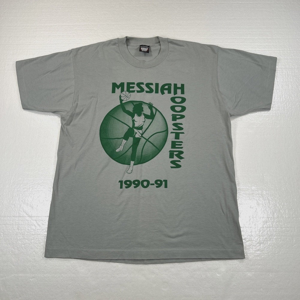 Screen Stars Gray T-Shirt with Green Basketball Graphic